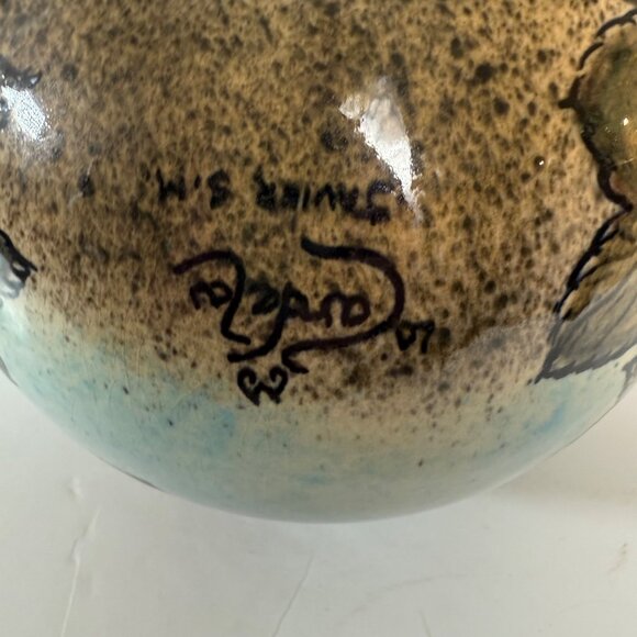 Talavera Tabletop Oil Lamp Cardinal of Peace VTG Artist Sign Outdoor Patio Torch - Picture 6 of 16